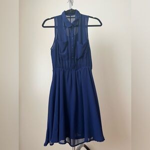 H&M Blue Collared Button Down Shirt Dress XS